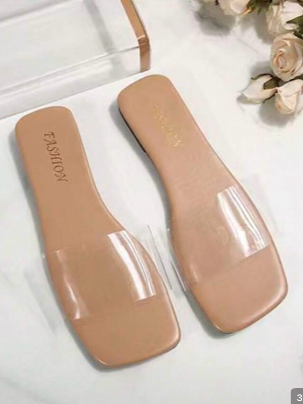 SHEIN Nude Clear-Band Slip-On Flat Sandals